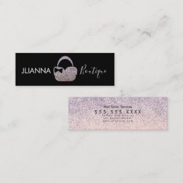 Cartão De Visita Mini Faux Glitter Boutique Clothing Black White
