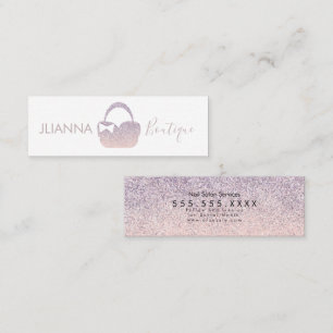Cartão De Visita Mini Faux Glitter Boutique  Logotipo da Bolsa de Roupas
