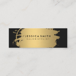 Cartão De Visita Mini Faux Metálico Elegante Dourado e Preto