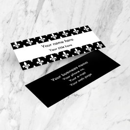 Cartão De Visita Mini Fleur de Lis Pattern, Francês, Real, Branco