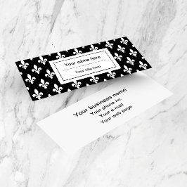 Cartão De Visita Mini Fleur de Lis Pattern, Francês, Real, Branco