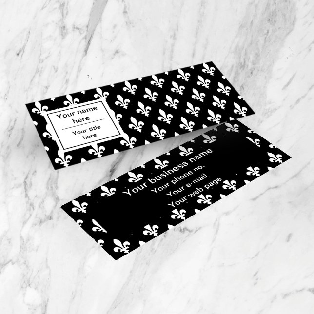 Cartão De Visita Mini Fleur de Lis Pattern, Francês, Real, Branco (Criador carregado)