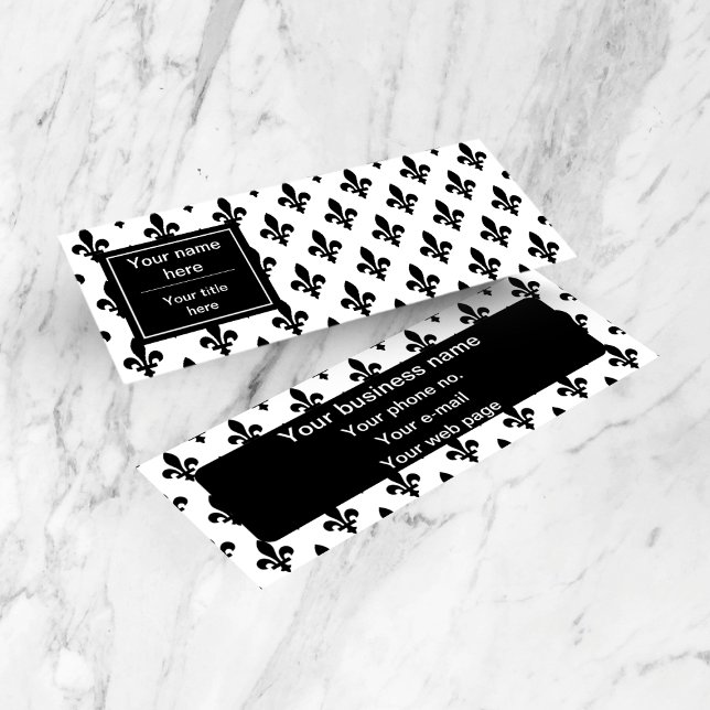 Cartão De Visita Mini Fleur de Lis Pattern, francês, real, negro (Criador carregado)