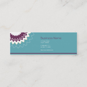 Cartão De Visita Mini Flor de florescência - roxo, cerceta, verde