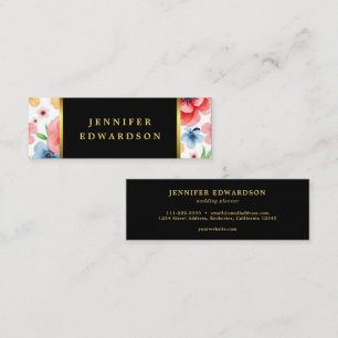 Cartão De Visita Mini Flores aquarelas elegantes boho profissional