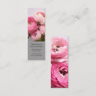 Cartão De Visita Mini Flores cor-de-rosa nos favoritos de papel feitos 