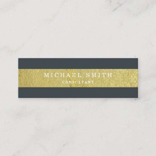 Cartão De Visita Mini Folha de Ouro Minúscula Moderna Elegante, Stripada (Frente)