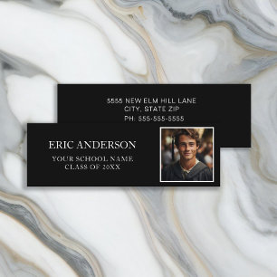 Cartão De Visita Mini Formando Black White Photo Class of 2024