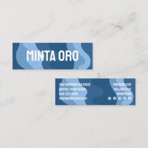 Cartão De Visita Mini Formas Azuis Estirpes Ondas Feitas à Mão com Ícone