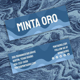 Cartão De Visita Mini Formas Azuis Estirpes Ondas Feitas à Mão com Ícone