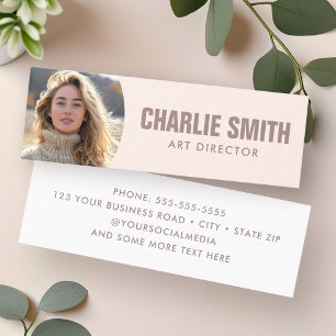 Cartão De Visita Mini Foto mínima moderna, cor-de-rosa-claro