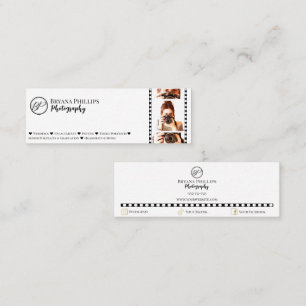 Cartão De Visita Mini Fotografia Minimalista Preto e Branco Seu Logotipo