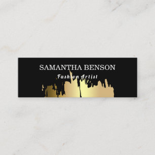 Cartão De Visita Mini Fragmento Dourado Elegante Bruto Vertical