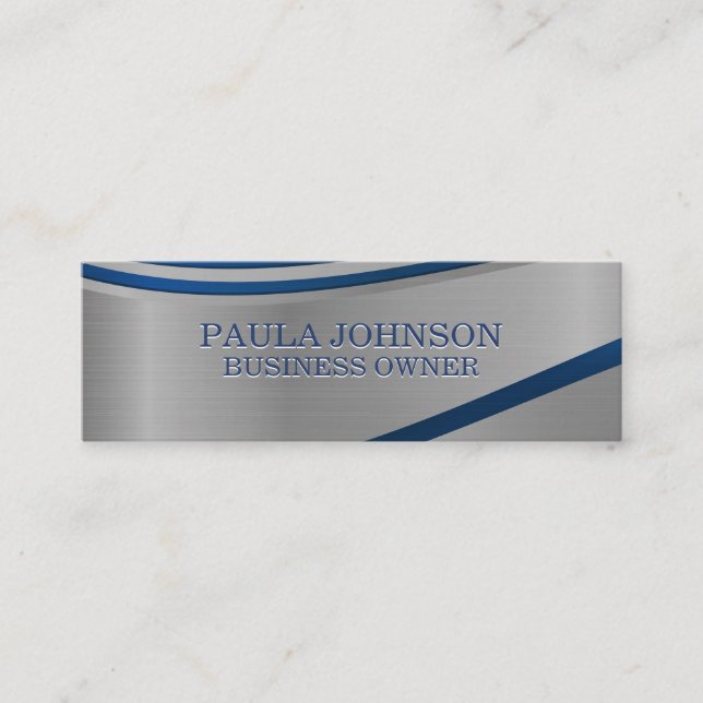 Cartão De Visita Mini Fundo Abstrato azul metálico (Frente)