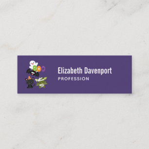 Cartão De Visita Mini Gato de Halloween, Bat, Mamã e Fantasma