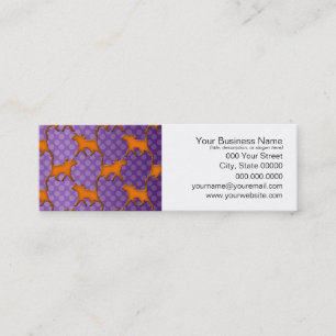 Cartão De Visita Mini Gatos Laranja em Pontos Bolha Roxos