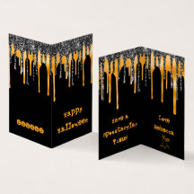 MINI Glitter Orange Happy Halloween Classroom Card