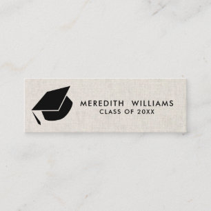 Cartão De Visita Mini Graduação de Formando de linho natural Inserir