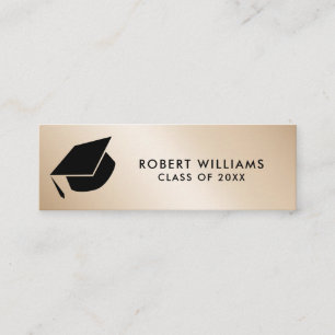 Cartão De Visita Mini Graduação do Boné Metálico Dourado Formando Inseri