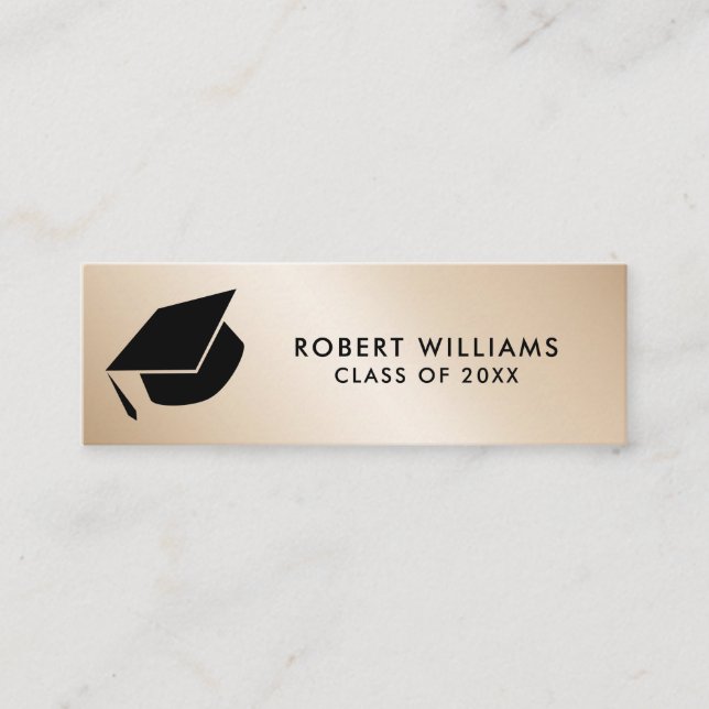 Cartão De Visita Mini Graduação do Boné Metálico Dourado Formando Inseri (Frente)