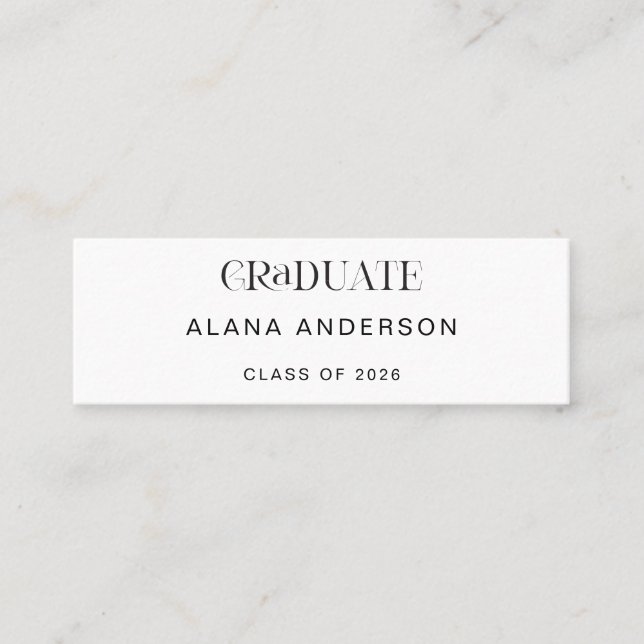 Cartão De Visita Mini Graduation Name Card Modern Minimalist (Frente)