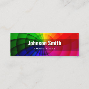 Cartão De Visita Mini Hairstylist - Cores Radiais do Arco-íris