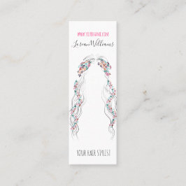 Cartão De Visita Mini Hairstylist minimalista Bride Wavy Hair Chic Flora