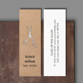 Cartão De Visita Mini Hairstylist para tesouras de prata do Kraft Faux