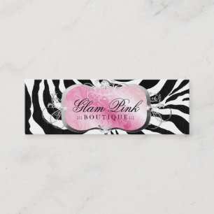 Cartão De Visita Mini Hangtag cor-de-rosa pródigo da zebra da bandeja