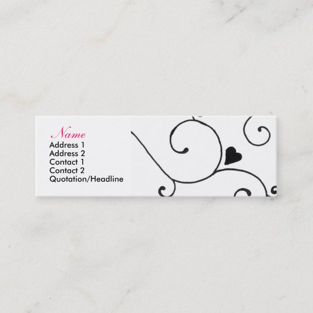 Cartão De Visita Mini heartswirlscard (Frente)
