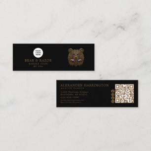 Cartão De Visita Mini Ícones Sociais Código Qr Bronze Barber Shop
