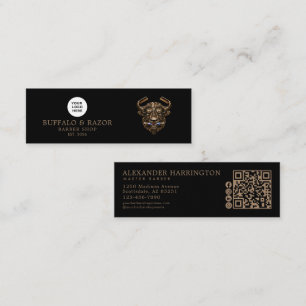 Cartão De Visita Mini Ícones Sociais Código Qr Bronze da Barbearia