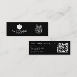 Cartão De Visita Mini Ícones Sociais Código Qr Logotipo Lobo Prata Barbe