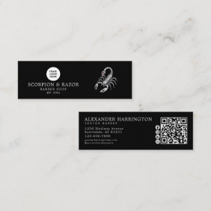 Cartão De Visita Mini Ícones Sociais Código Qr Loja de Barbeiro Escorpiã