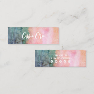 Cartão De Visita Mini Ícones Sociais Personalizados do Teto Cor-de-Água 