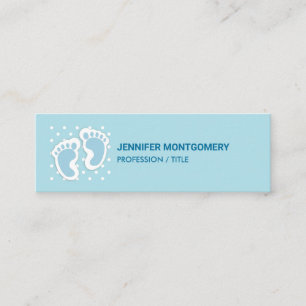 Cartão De Visita Mini Ilustração de Pés do Menino Azul Bonito