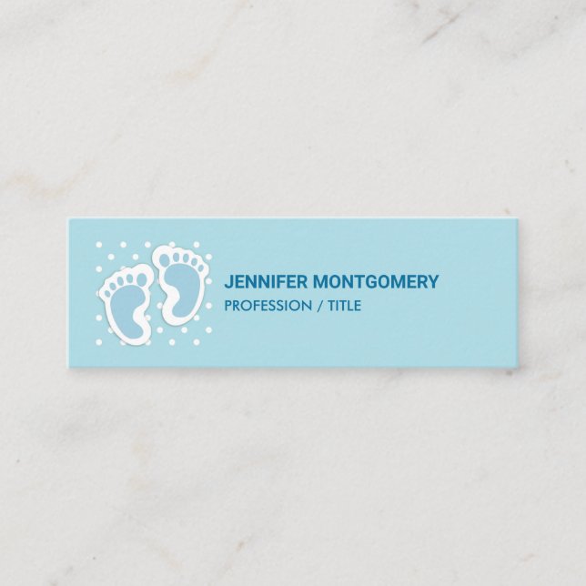 Cartão De Visita Mini Ilustração de Pés do Menino Azul Bonito (Frente)