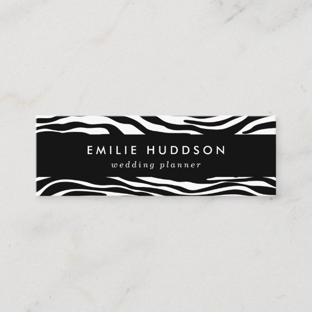 Cartão De Visita Mini Impressão Zebra, Banhas Zebra, Preto E Branco (Frente)