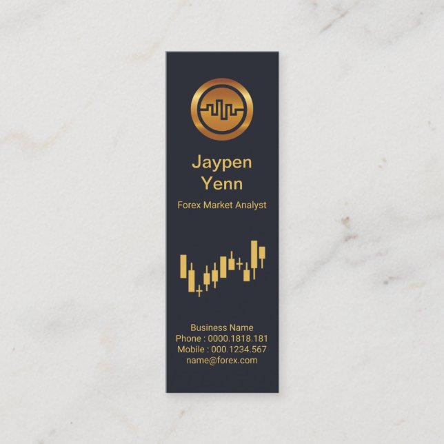 Cartão De Visita Mini Índice de Bolsa de Valores Gráfico Azul Elegância (Frente)