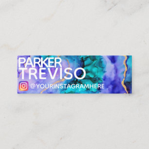 Cartão De Visita Mini Instagram social dos meios da pintura Dourado azul