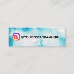 Cartão De Visita Mini Instagrama de Mídia Social Paint Watercolor azul