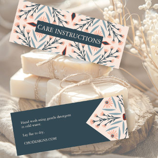 Cartão De Visita Mini INSTRUÇÕES DE CUIDADO Azulejos Flatais Elegantes R