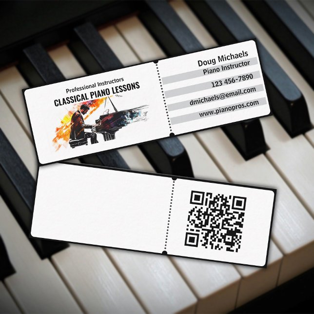 Cartão De Visita Mini Instrutor Clássico de Piano (Criador carregado)