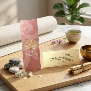 Cartão De Visita Mini Instrutor de Meditação de Lotus Yoga, Dourado, ros