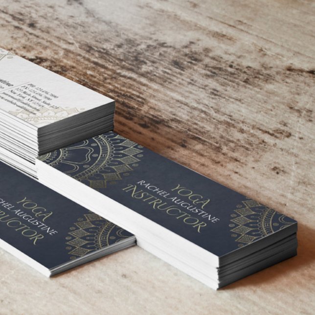 Cartão De Visita Mini Instrutor de Meditação Yoga Dourado Mandala Marinh (Criador carregado)