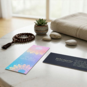 Cartão De Visita Mini Instrutor de Meditação Yoga Rosa Blue Dourado Mand