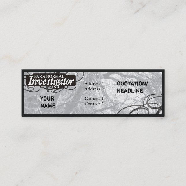 Cartão De Visita Mini Investigador Paranormal (Frente)