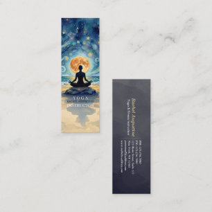 Cartão De Visita Mini Ioga Meditação Céu Noturno Estrelado Lua Praia Oce