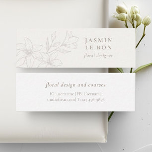 Cartão De Visita Mini Ivory & White   Flor Minimalista Chic