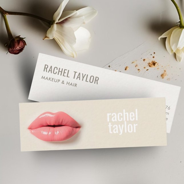 Cartão De Visita Mini Lábios 3D cor-de-rosa profissional moderno (Criador carregado)